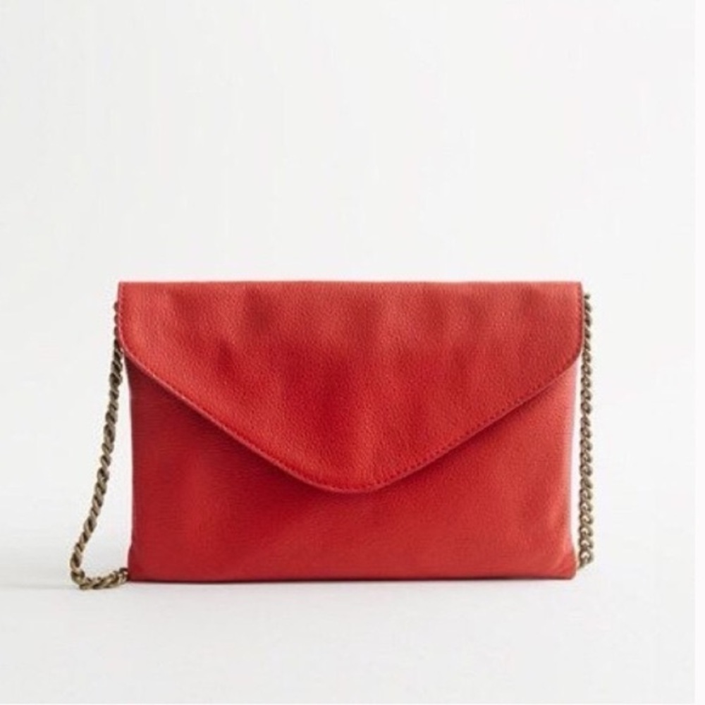 J. Crew Vibrant Red Leather Clutch